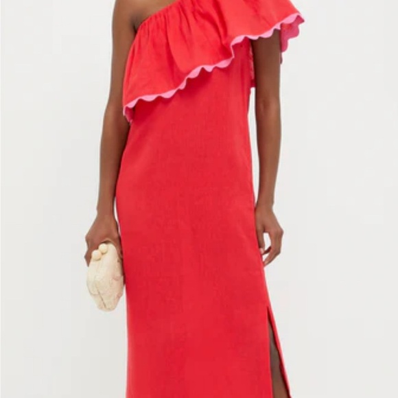 NWT Tuckernuck Red Linen Amalfi Dress - Picture 2 of 6